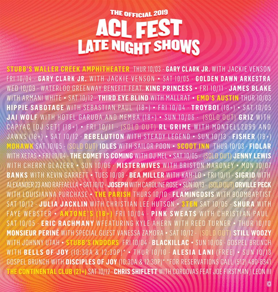 ACL- Late Night Shows 2019